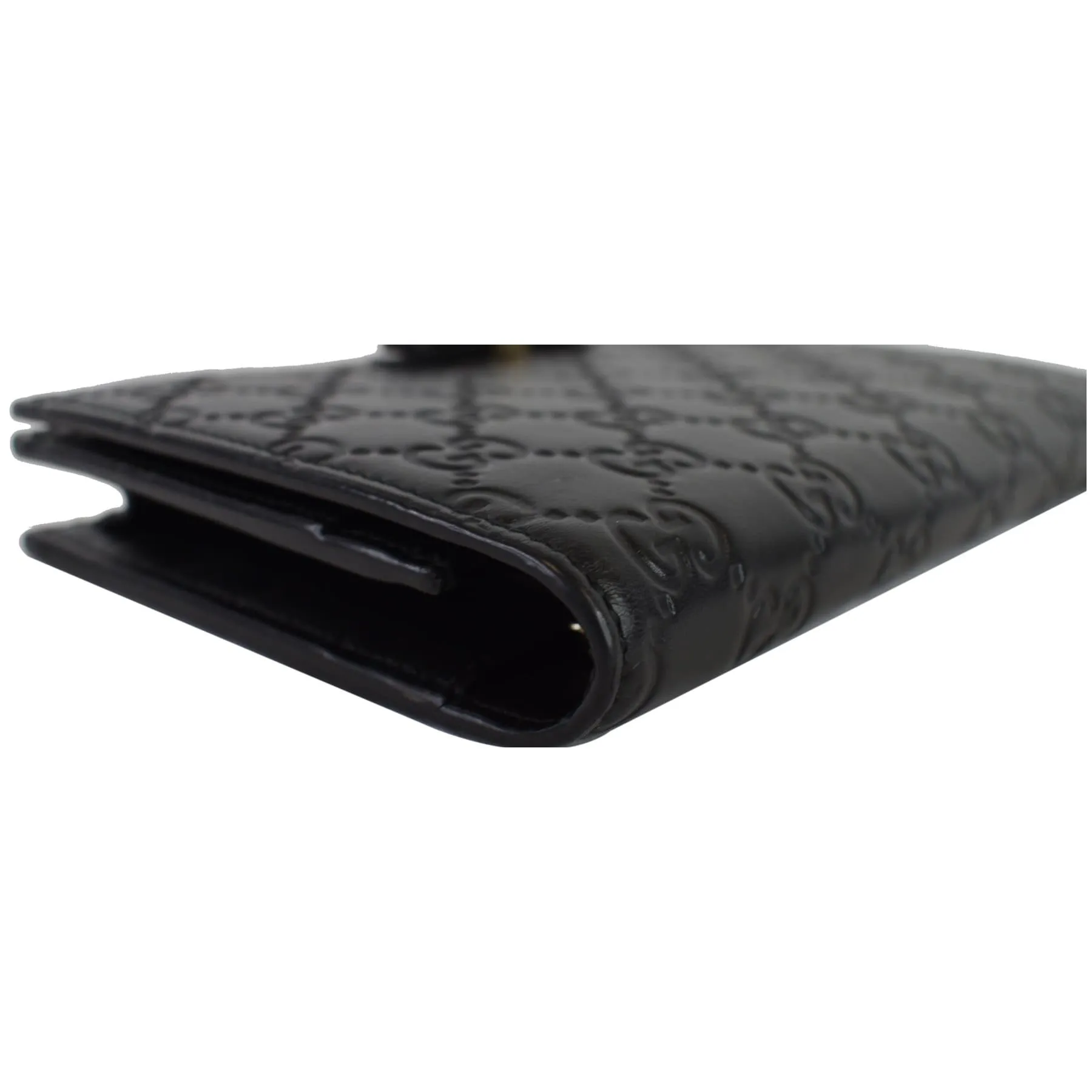 GUCCI Bow Guccissima Leather Chain Wallet Black 431408
