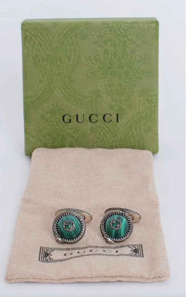 Gucci Garden GG Snake Cuff Links in Silver