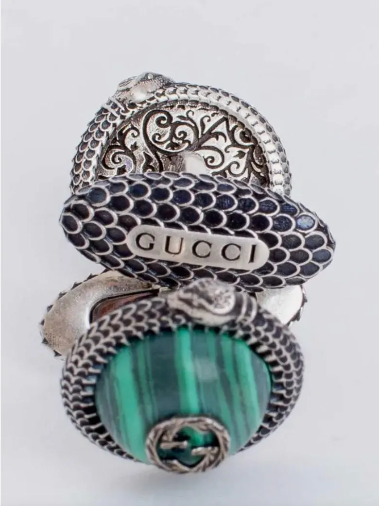 Gucci Garden GG Snake Cuff Links in Silver