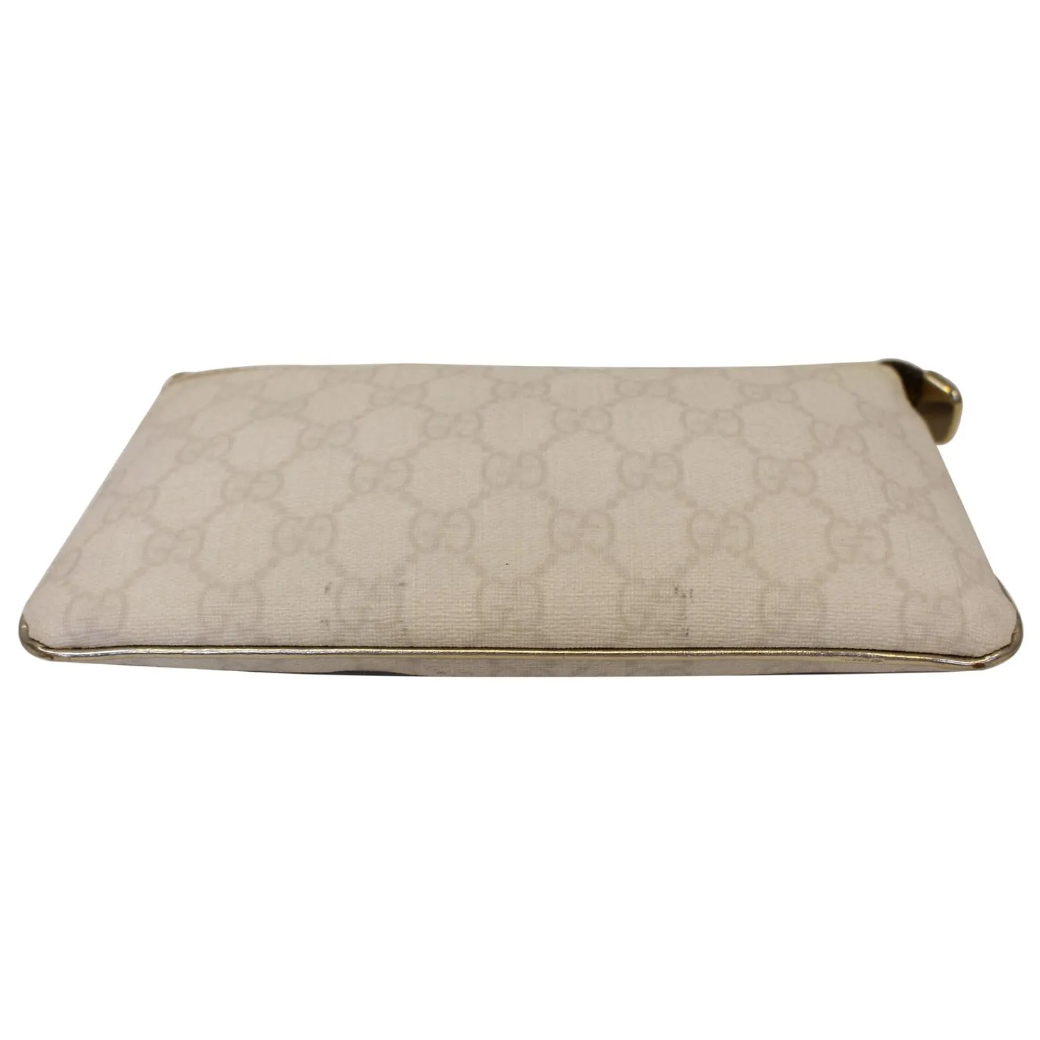 GUCCI GG Canvas Wristlet Pochette Clutch Bag White 190553