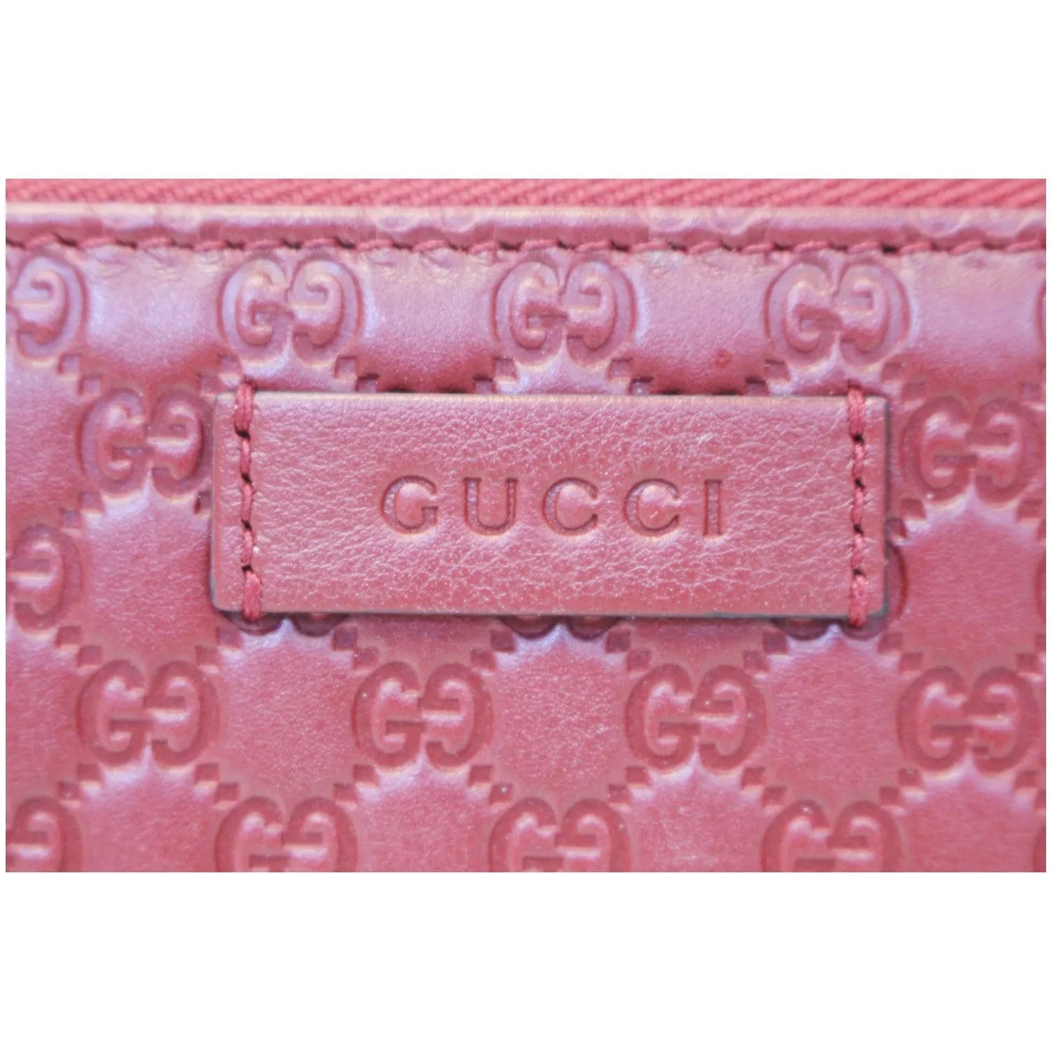 GUCCI Micro GG Guccissima Leather Zip Around Wallet Red