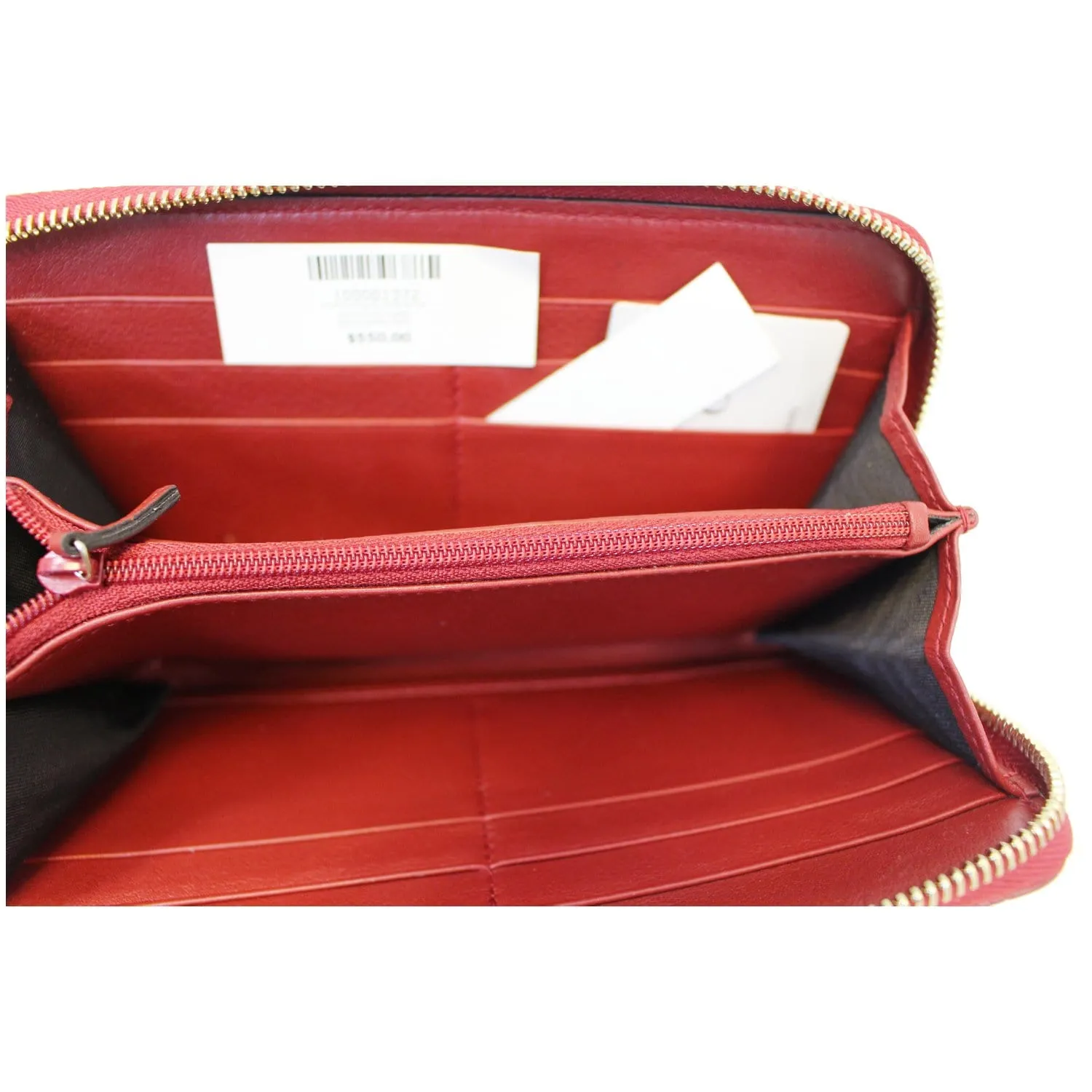 GUCCI Micro GG Guccissima Leather Zip Around Wallet Red