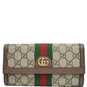 GUCCI Ophidia GG Continental Supreme Canvas Wallet Beige 523153
