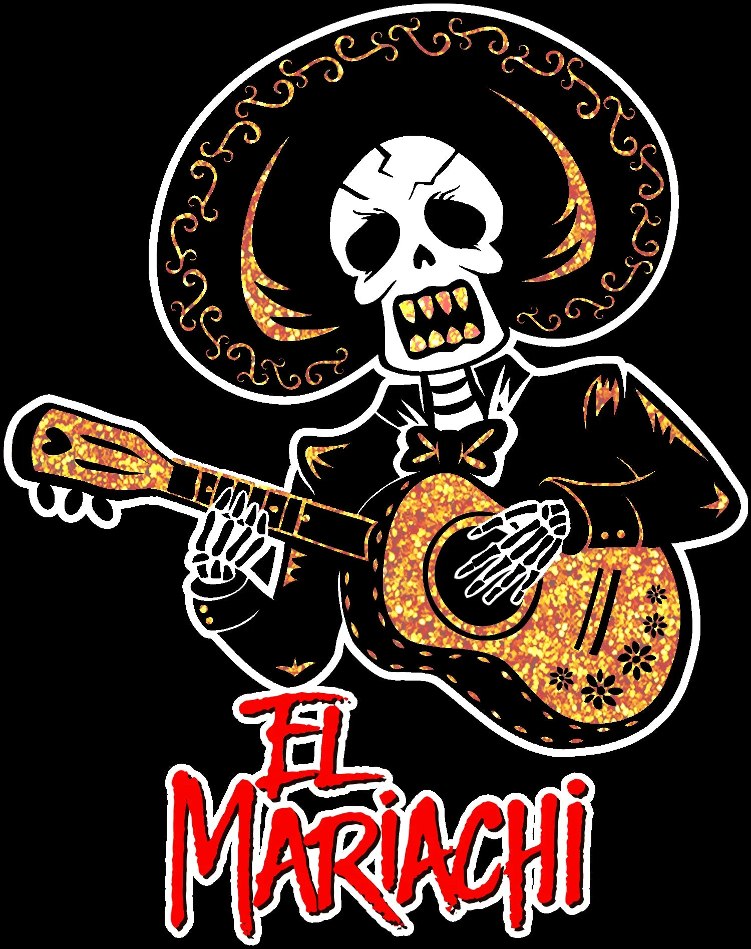 Halloween Day Of The Dead El Mariachi Guitar Sugar Skull Official Youth T-shirt