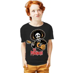 Halloween Day Of The Dead El Mariachi Guitar Sugar Skull Official Youth T-shirt