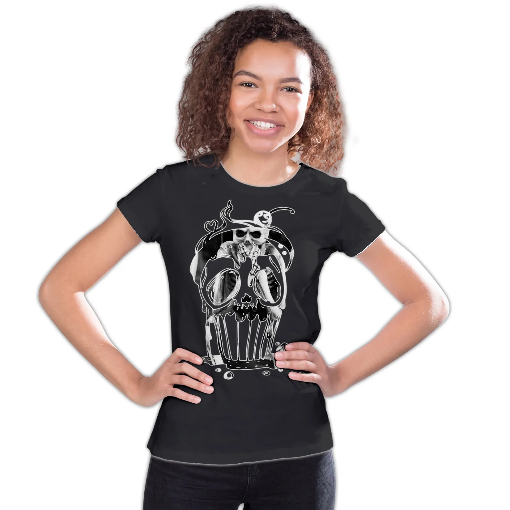 Halloween Horror Cupcake Skull Graffiti Stencil Art Scary Official Youth T-shirt