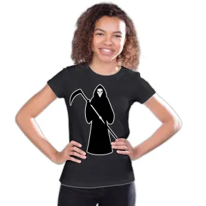 Halloween Horror Grim Reaper Angel Of Death Stencil Fear Youth T-shirt