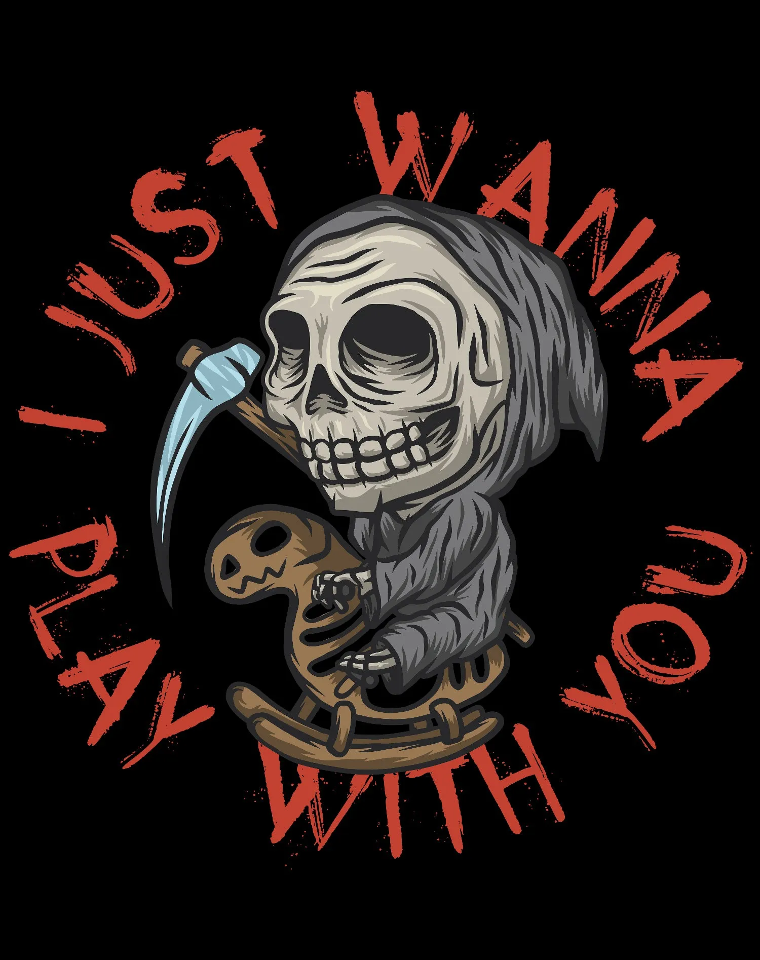 Halloween Horror Grim Reaper Want To Play Scary Retro 80s Official Men's T-shirt