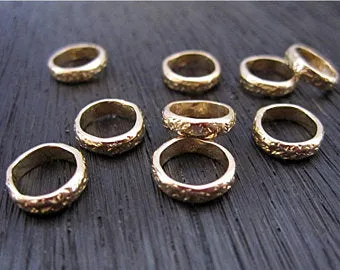 Hammered Gold Bronze Textured Jewelry Links (set of 2) (N)