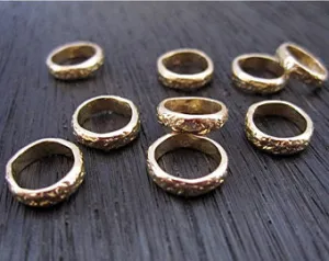 Hammered Gold Bronze Textured Jewelry Links (set of 2) (N)