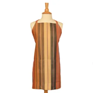 Hand Woven Bib Apron | Wide Caramel Stripes