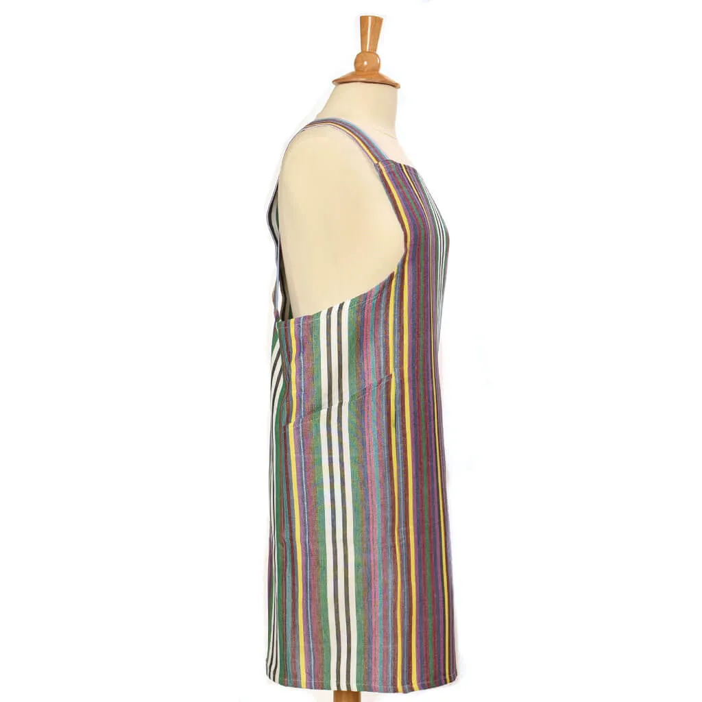 Hand Woven Crossback Apron | Soft Multi Stripes