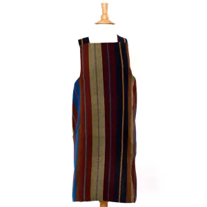 Hand Woven Crossback Apron | Wide Indigo Stripes