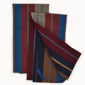 Hand Woven Striped Kitchen Towels | Wide Indigo Stripes