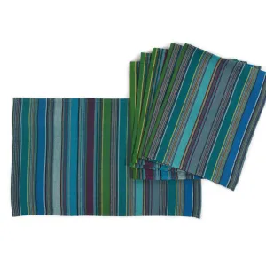Hand Woven Striped Placemat Set | Quetzal Jade
