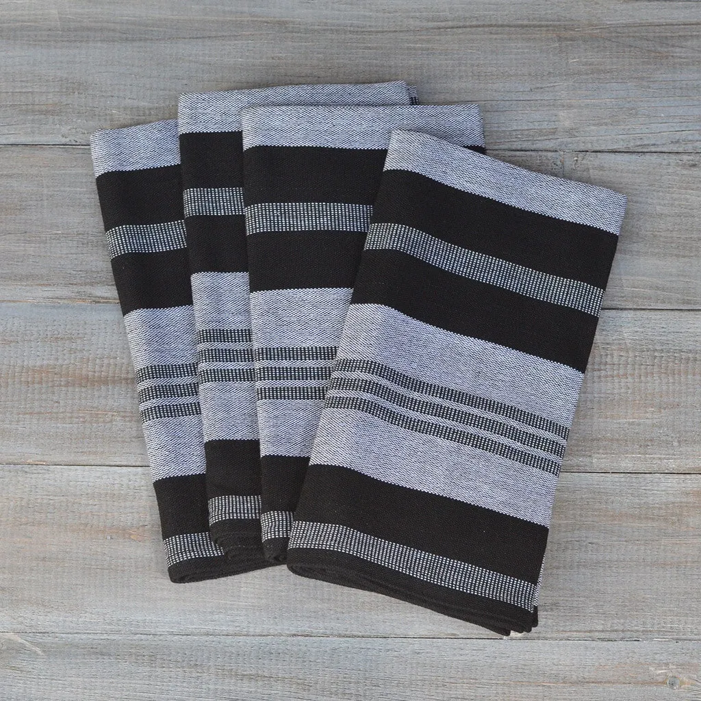 Hand Woven Table Napkins | Black & Gray Stripes