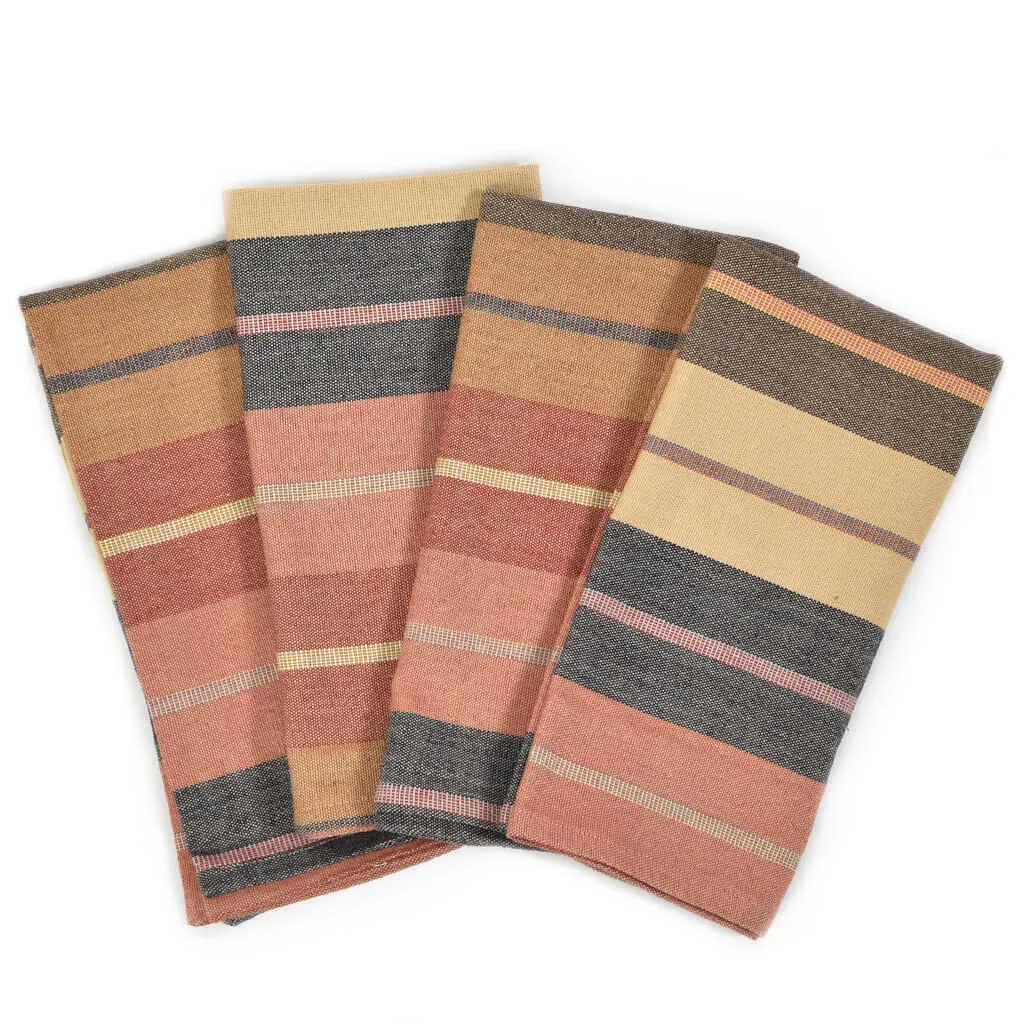 Hand woven Table Napkins | Wide Caramel Stripes