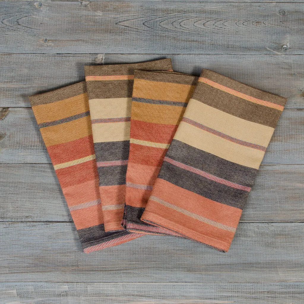 Hand woven Table Napkins | Wide Caramel Stripes