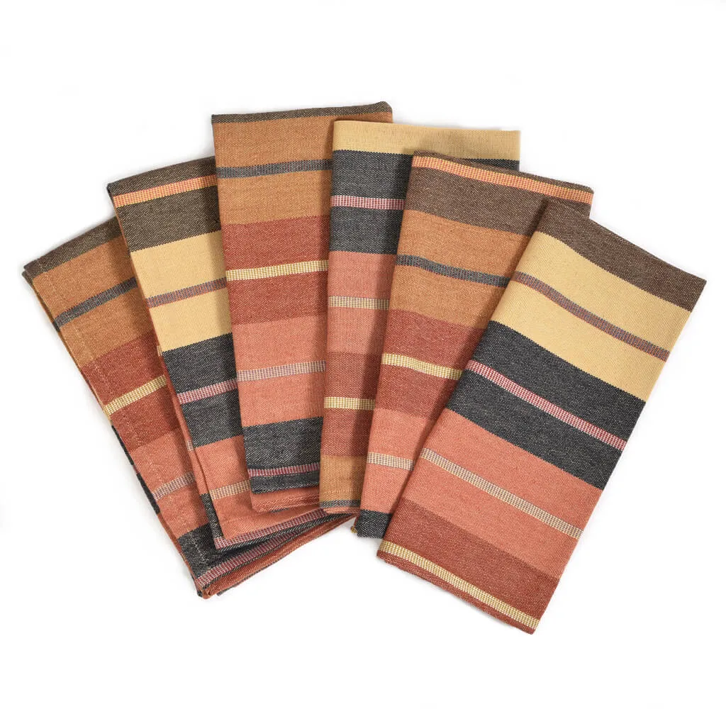 Hand woven Table Napkins | Wide Caramel Stripes