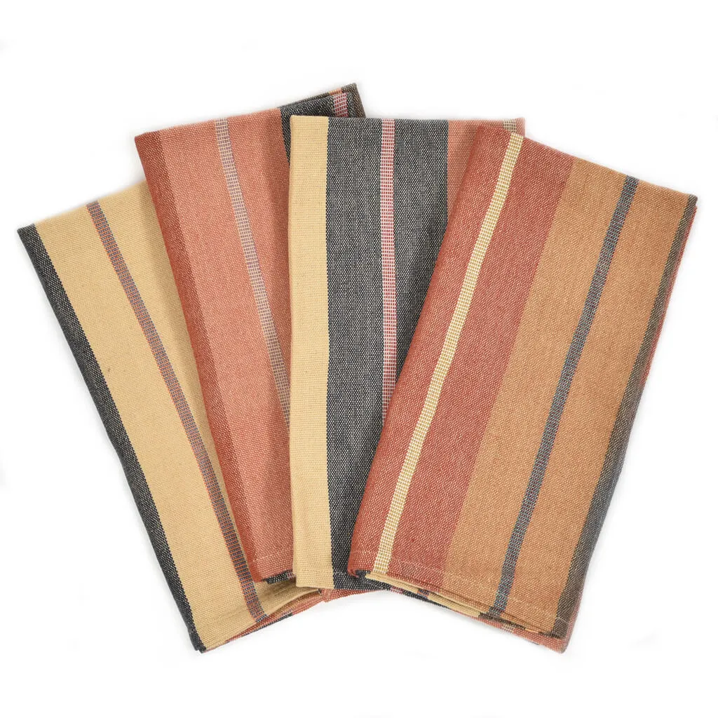 Hand woven Table Napkins | Wide Caramel Stripes