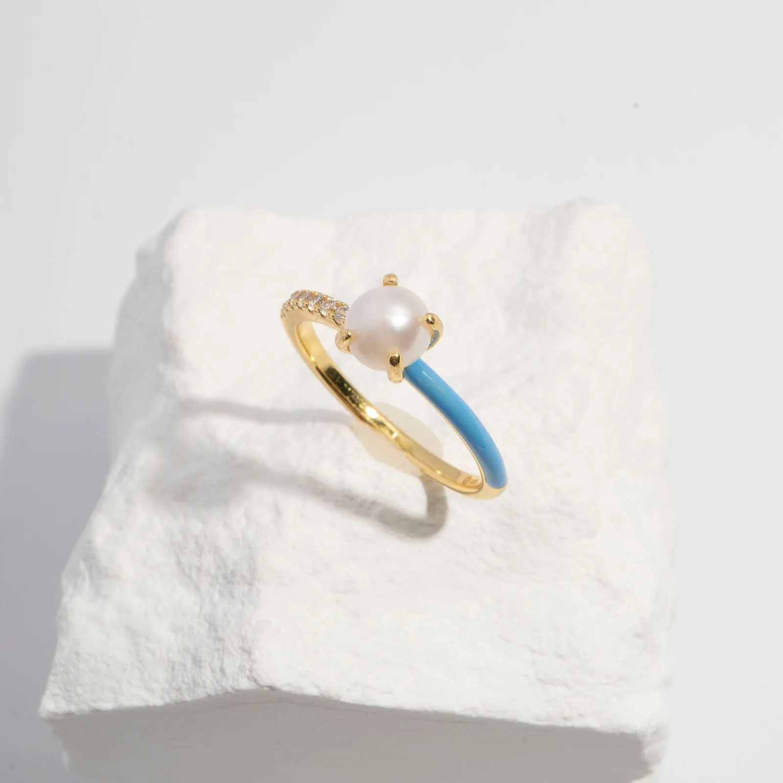 HAPPY HALO BLUE ENAMEL RING
