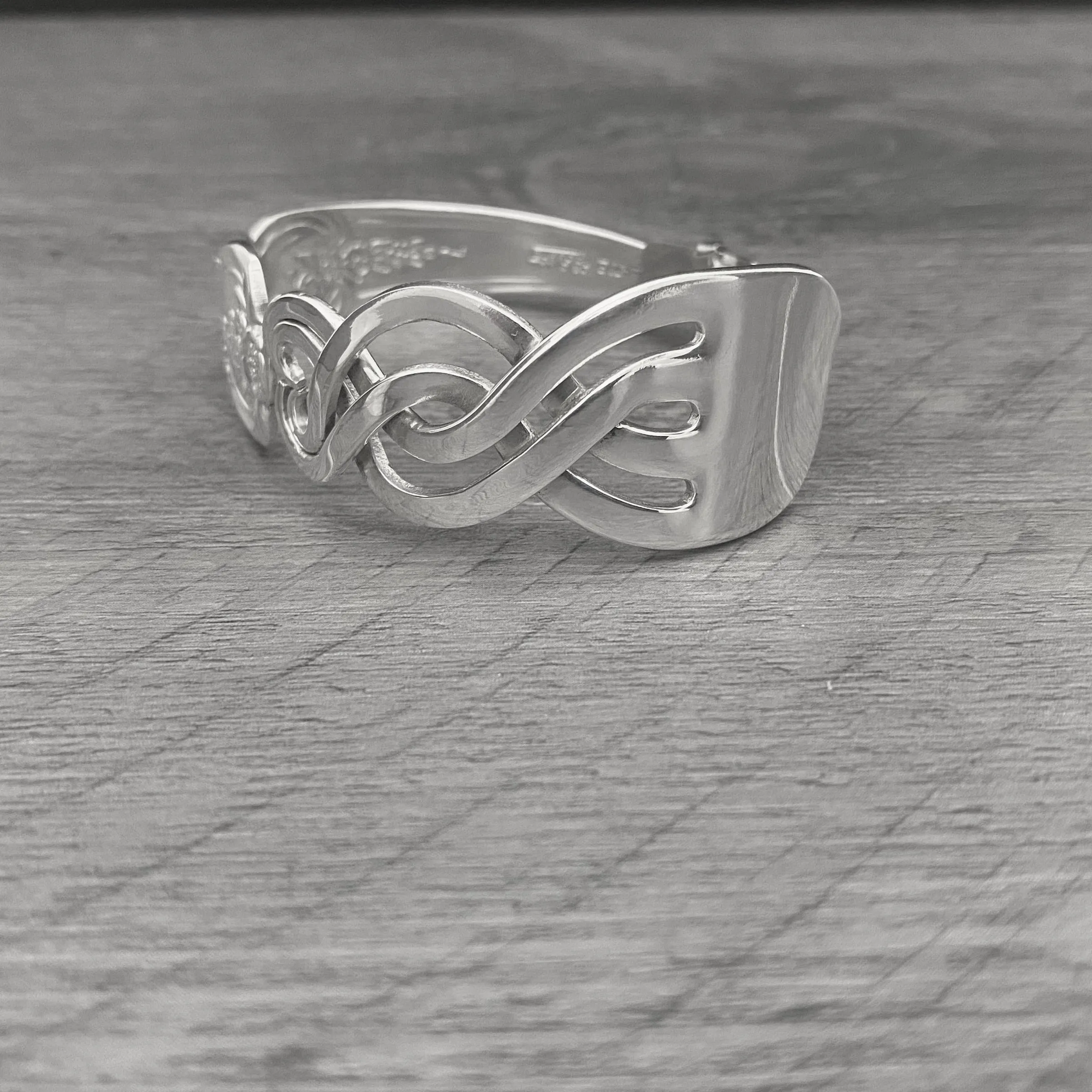 'Harmony' Heart Within a Heart Silver Fork Bracelet