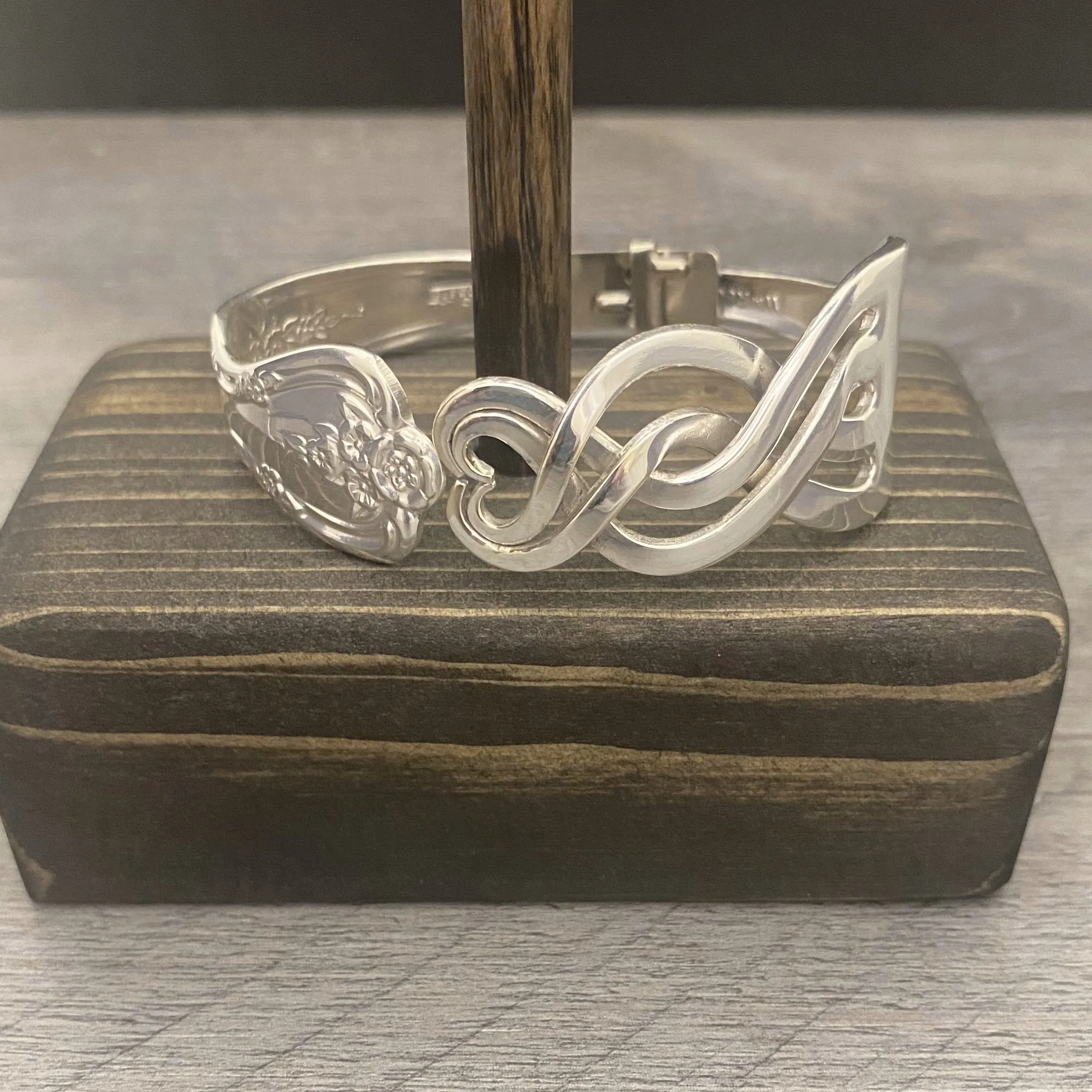 'Harmony' Heart Within a Heart Silver Fork Bracelet