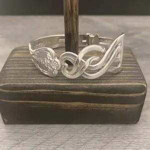 'Harmony' Heart Within a Heart Silver Fork Bracelet