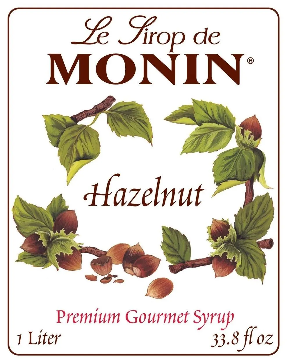 Hazelnut - Monin - Premium Syrups and Flavourings - 4 x 1 L per case