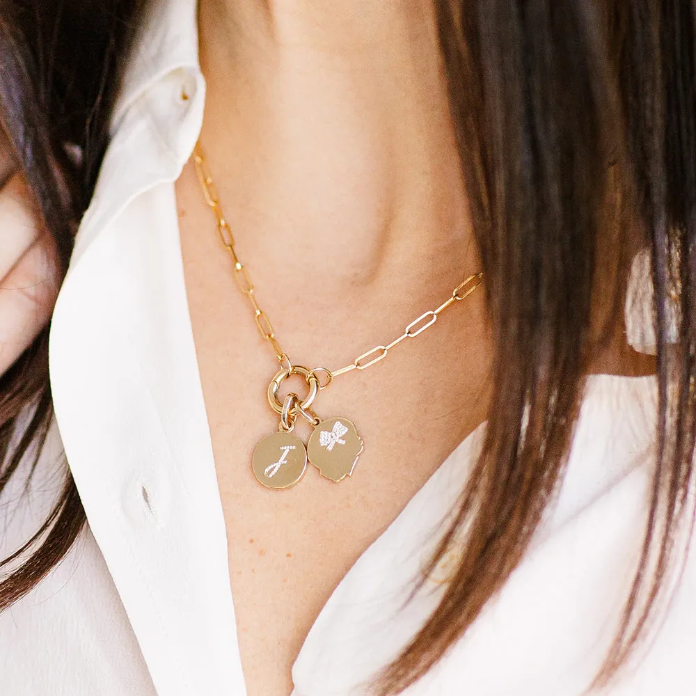 Heavy Weight Paperclip Chain Necklace with Charm Holder