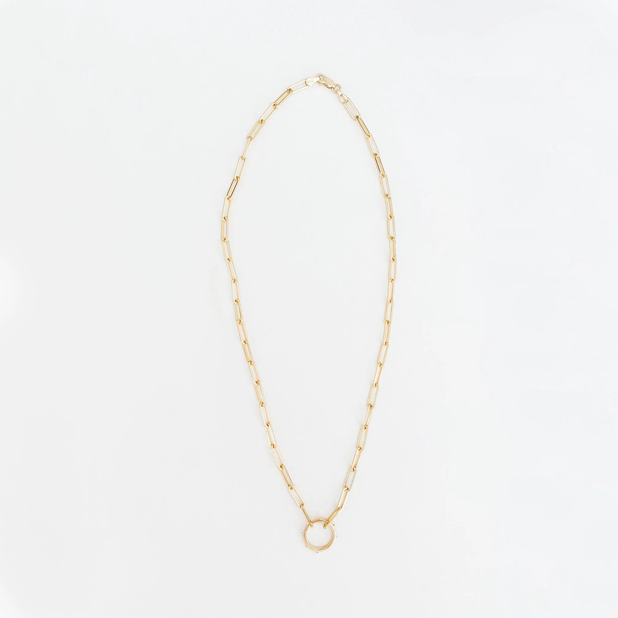 Heavy Weight Paperclip Chain Necklace with Charm Holder