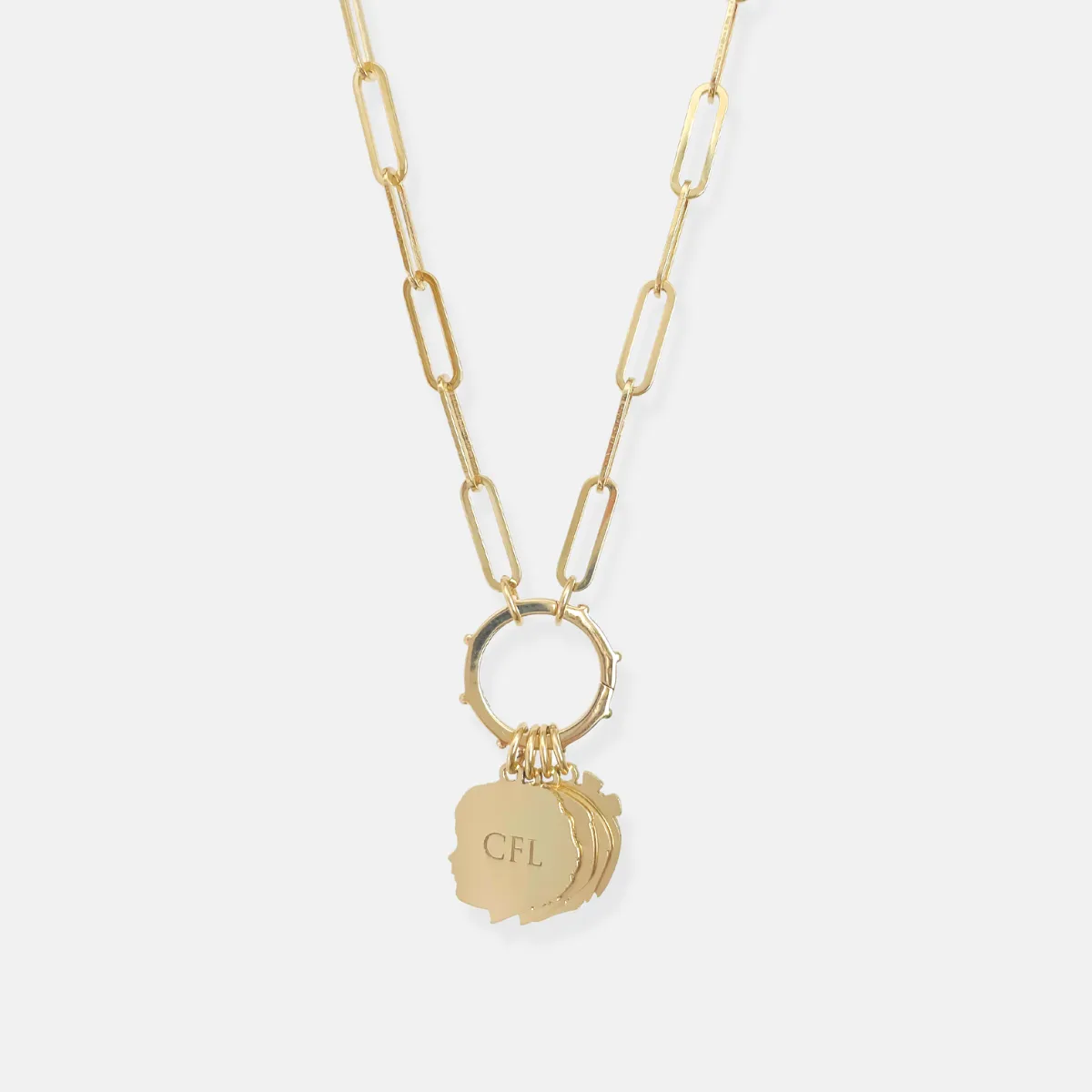 Heavy Weight Paperclip Chain Necklace with Charm Holder