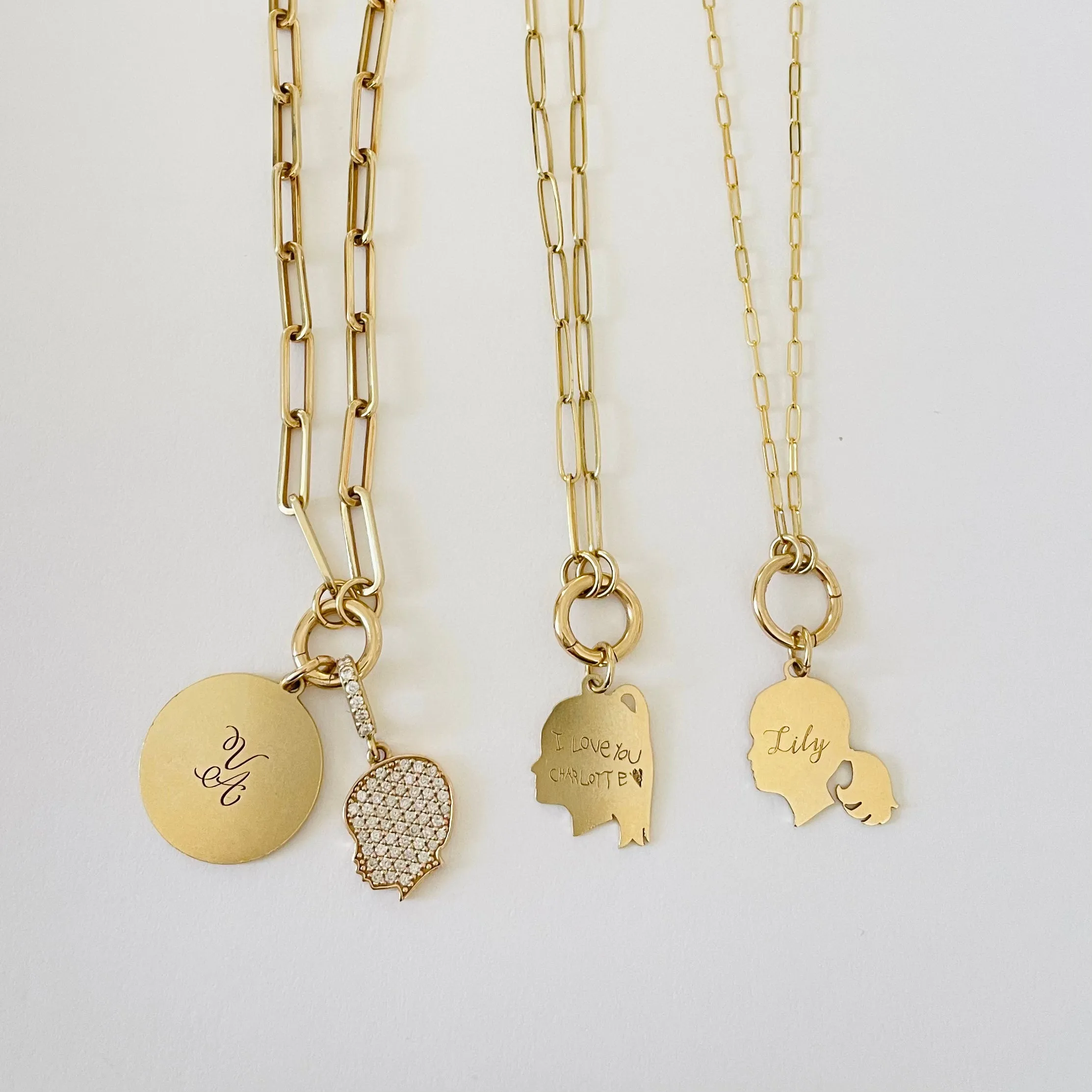 Heavy Weight Paperclip Chain Necklace with Charm Holder