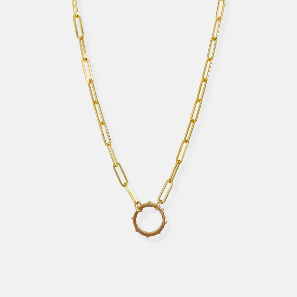 Heavy Weight Paperclip Chain Necklace with Charm Holder