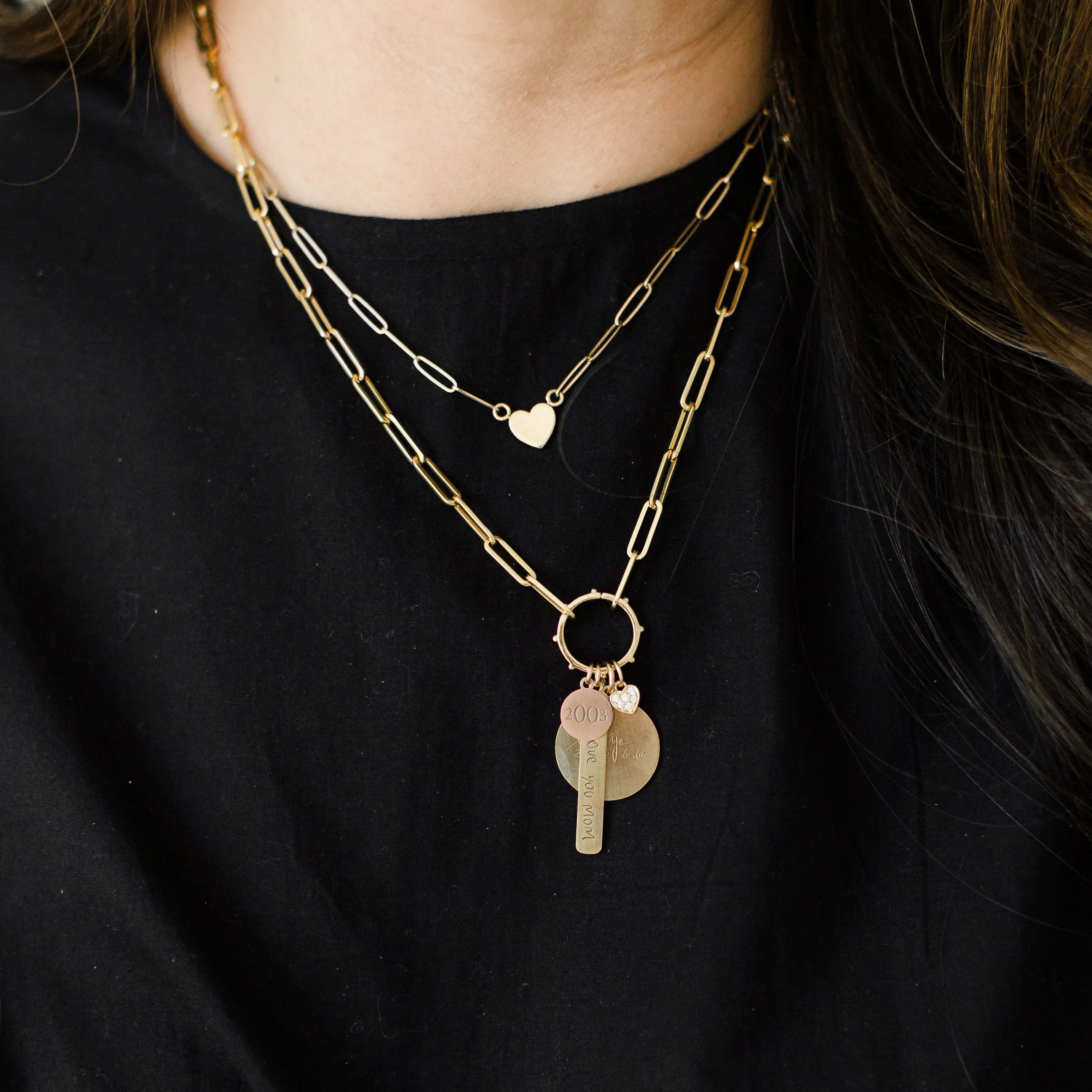 Heavy Weight Paperclip Chain Necklace with Charm Holder