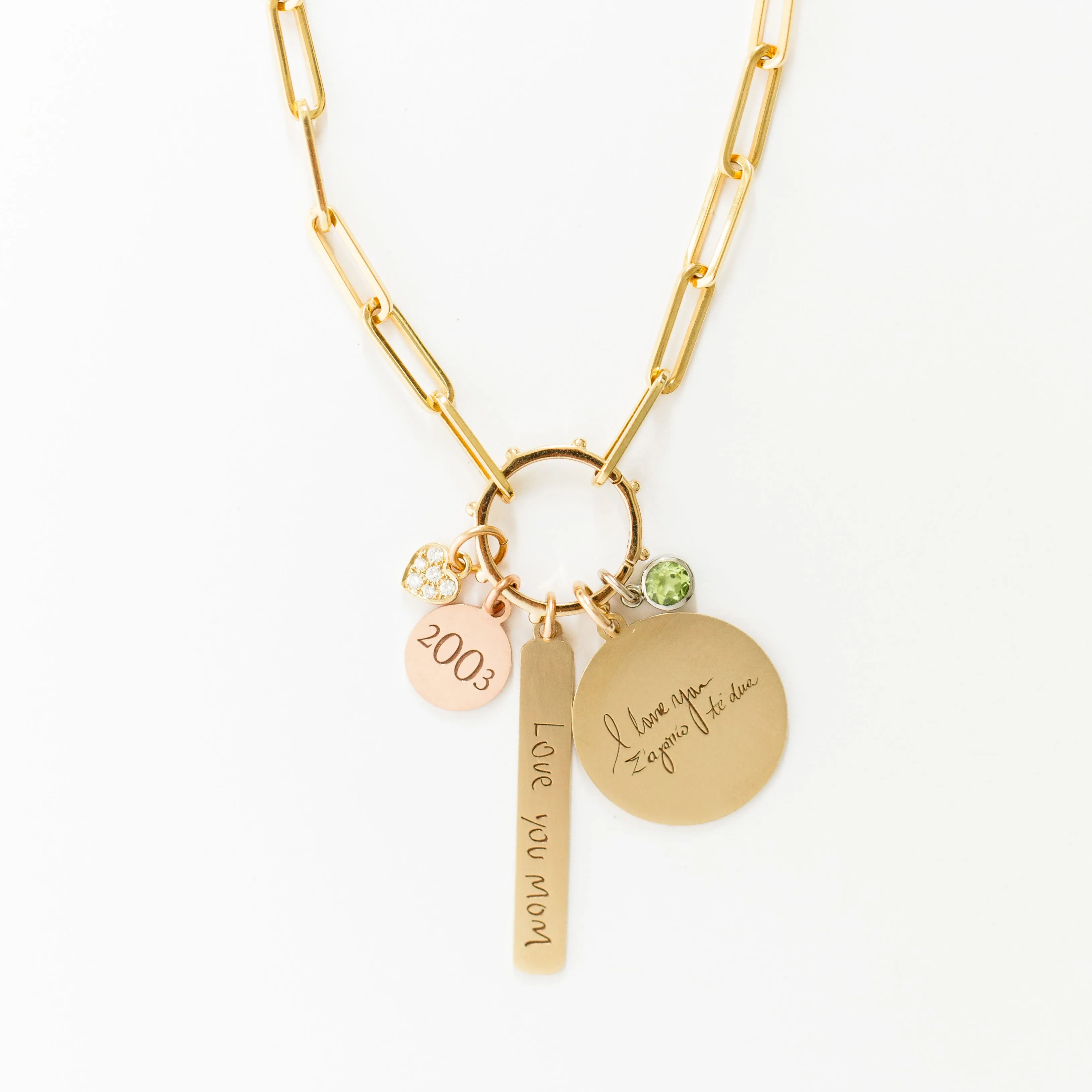 Heavy Weight Paperclip Chain Necklace with Charm Holder