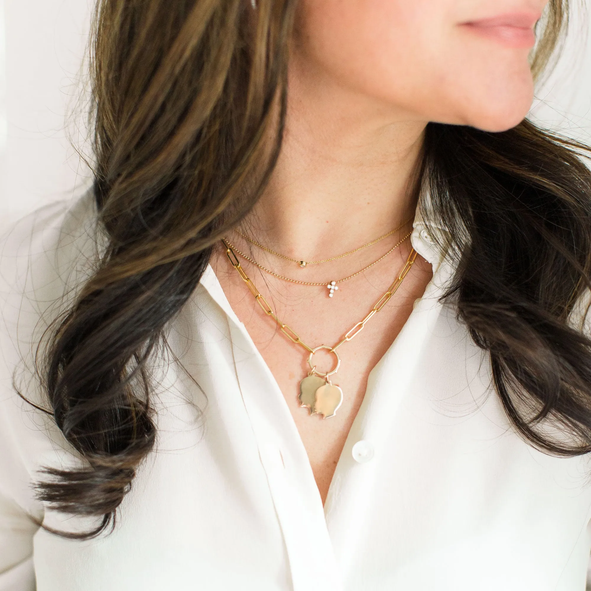Heavy Weight Paperclip Chain Necklace with Charm Holder