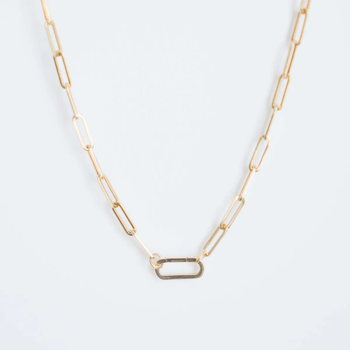 Heavy Weight Paperclip Chain Necklace with Charm Holder