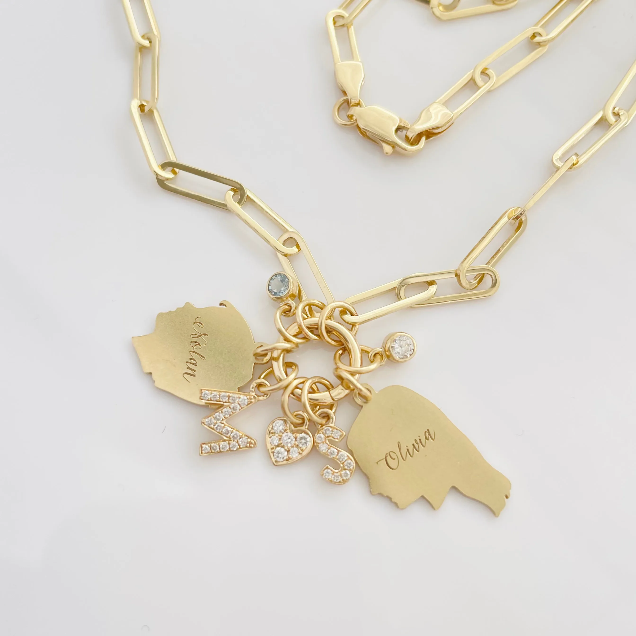 Heavy Weight Paperclip Chain Necklace with Charm Holder