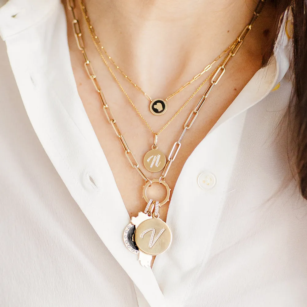 Heavy Weight Paperclip Chain Necklace with Charm Holder