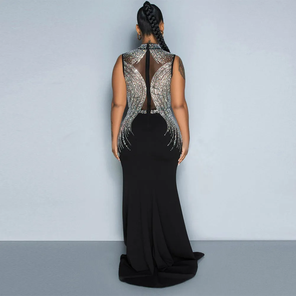 High Neck Sleeveless See Through Maxi Dress FA41209