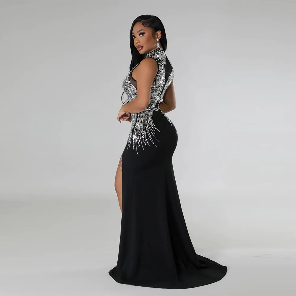High Neck Sleeveless See Through Maxi Dress FA41209