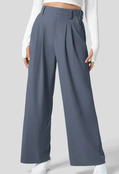 High waist wide leg casual trousers