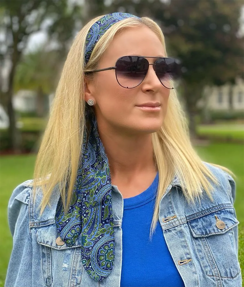 Holly Station Blue - Hair Scarf
