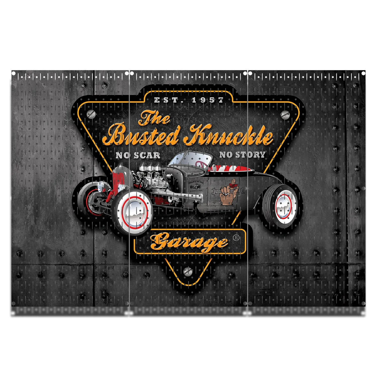 HWC13086 - Busted Knuckle Hot Rod(3 Panels) | 48" x 32" (tall) | Printed Pegboards