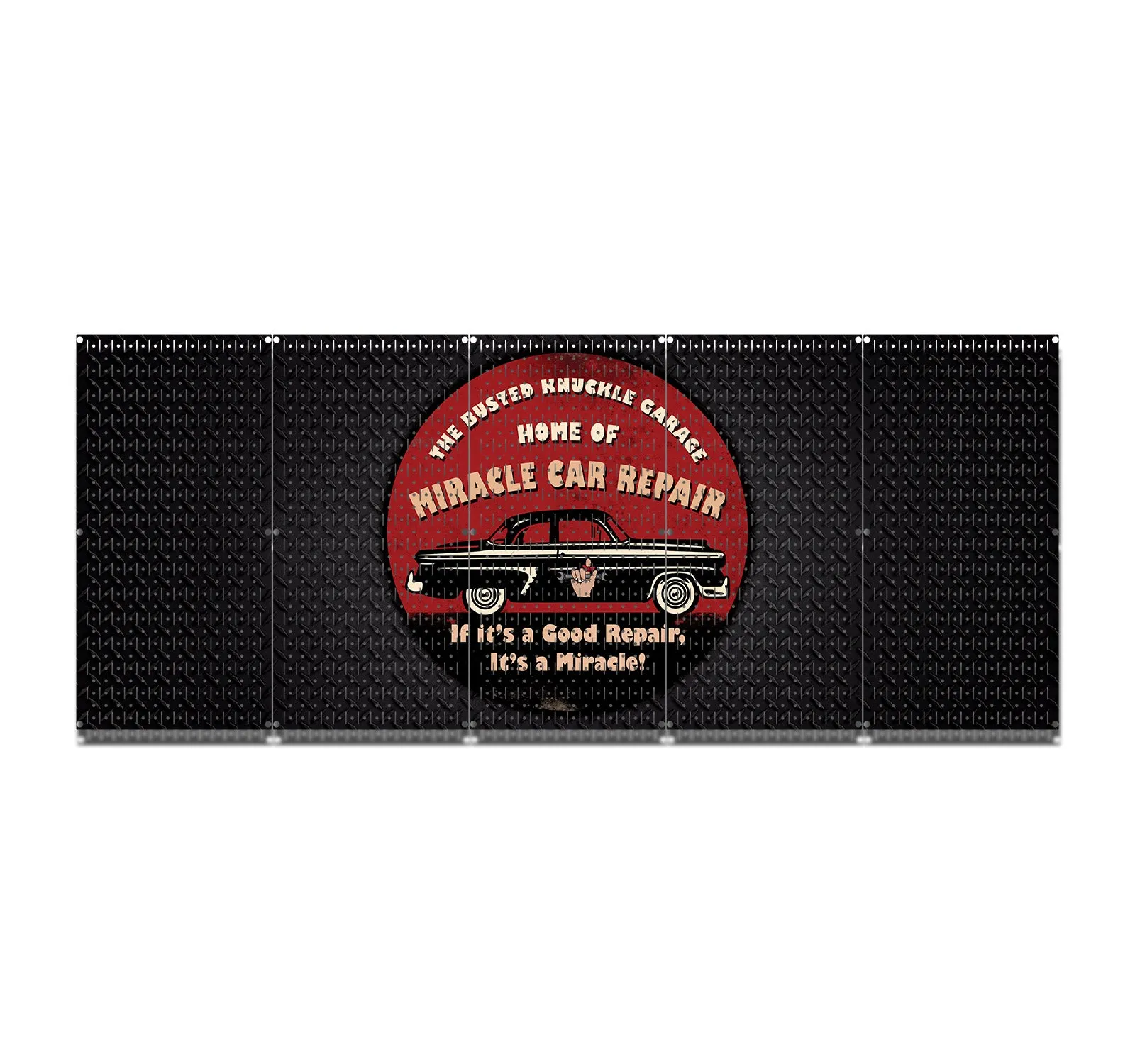 HWC15085- Busted Knuckle Car Repair (5 Panels) | 80" x 32" (tall) | Printed Pegboards