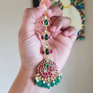 Jadau Kundan Peacock Design Maang Tika JV28