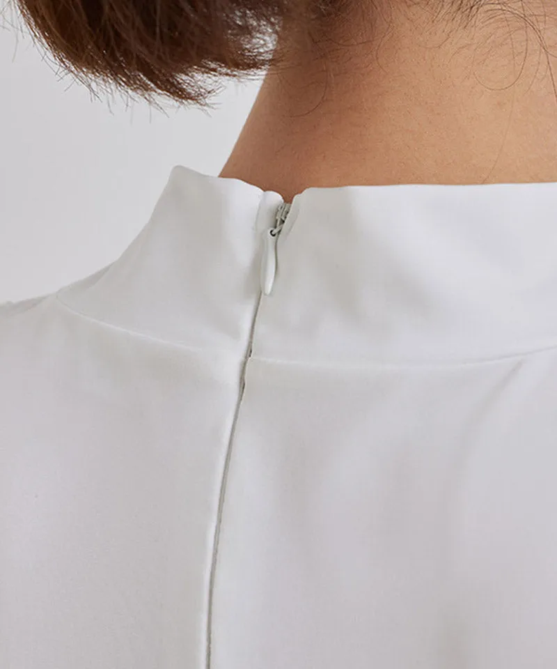 J.Jane Heart Neck See-Through Half Sleeve T-Shirt - White