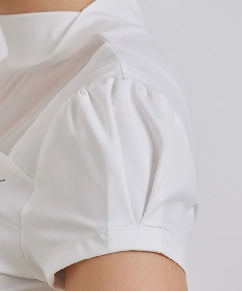 J.Jane Heart Neck See-Through Half Sleeve T-Shirt - White