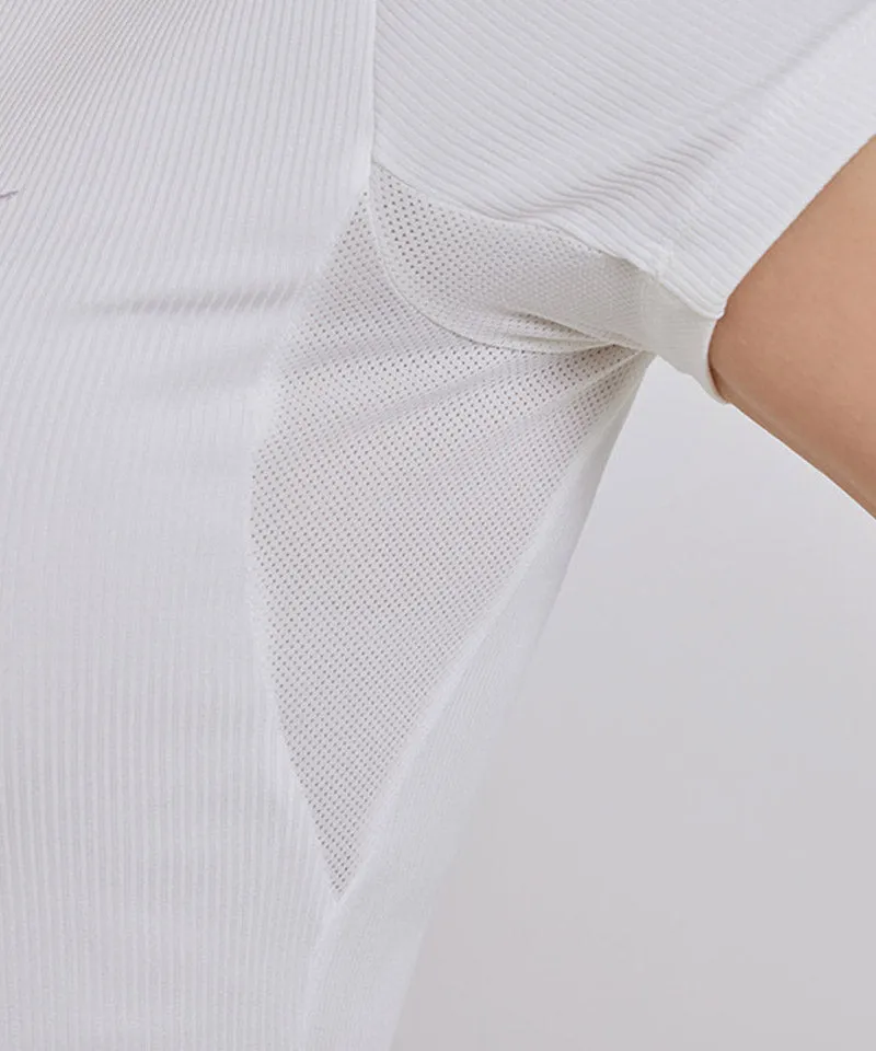 J.Jane See-Through Neck Line Half Sleeve T-Shirt - White